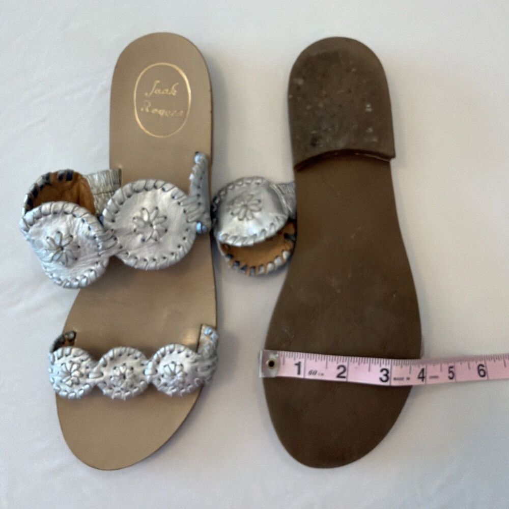 Jack Rogers Womens  Sz 10 Lauren Sandals Silver Leather EUC - Picture 8 of 12